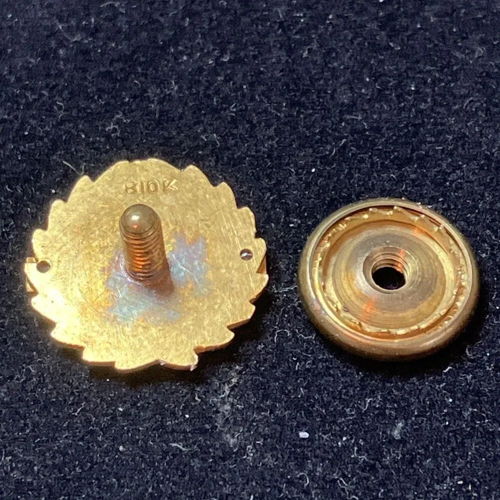 Vintage 10K Yellow Gold Two Diamond Philco Tech Rep Employee Lapel Button Pin